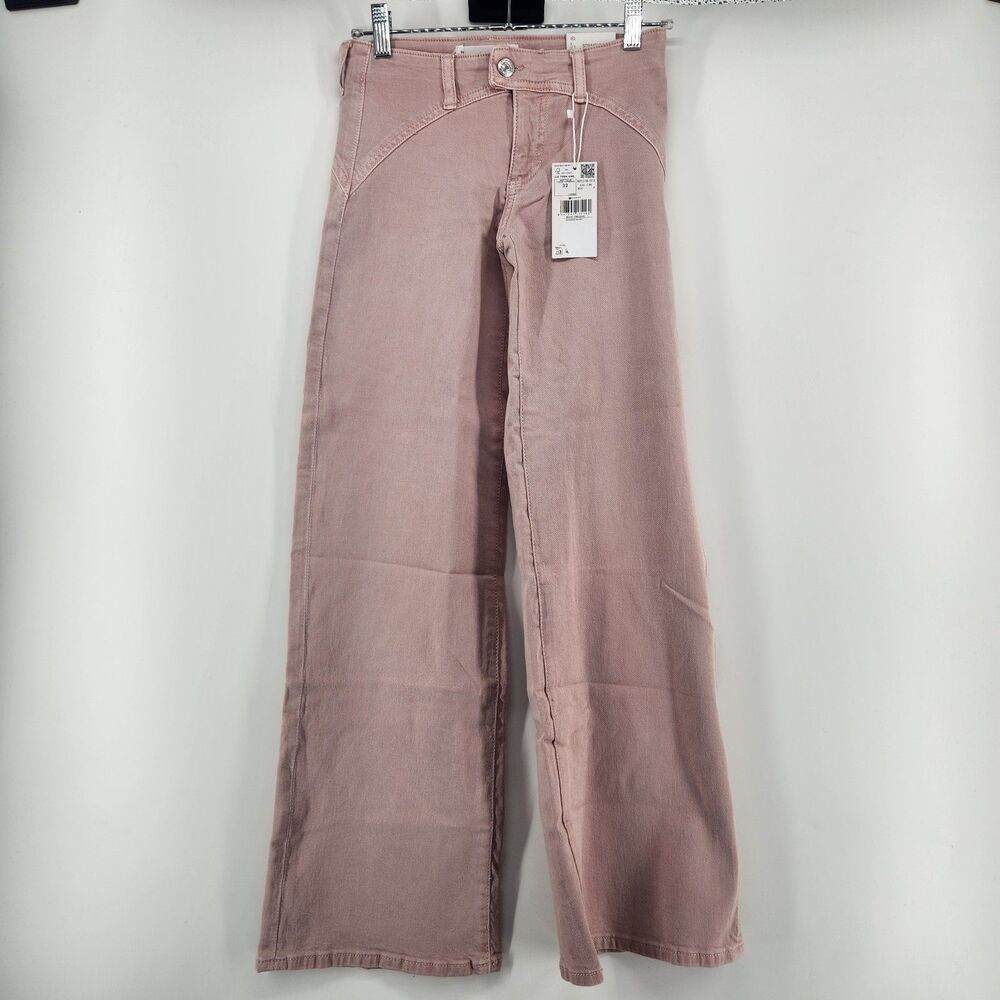 MNG Mango Teen Girl Size 0 Pink Straight Low Waist Regular Fit Full Length Pants